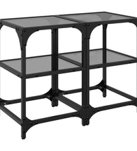 Couchtische mit Glasplatte 2 Stk. Schwarz 30x30x45 cm Stahl