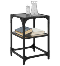 Couchtische mit Glasplatte 2 Stk. Schwarz 30x30x45 cm Stahl