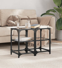 Couchtische mit Glasplatte 2 Stk. Schwarz 30x30x45 cm Stahl