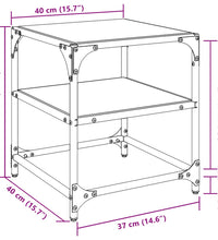 Couchtisch mit Glasplatte Transparent 40x40x45 cm Stahl