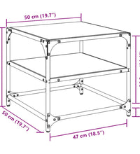 Couchtisch mit Glasplatte Transparent 50x50x45 cm Stahl