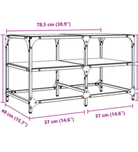 Couchtisch mit Glasplatte Transparent 78,5x40x45 cm Stahl