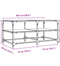 Couchtisch mit Glasplatte Transparent 98,5x50x45 cm Stahl