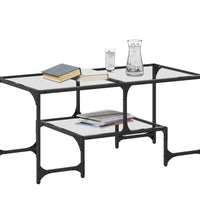 Couchtisch mit Glasplatte Transparent 98,5x50x45 cm Stahl