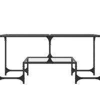 Couchtisch mit Glasplatte Transparent 98,5x50x45 cm Stahl