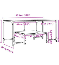 Couchtisch mit Glasplatte Transparent 98,5x50x45 cm Stahl