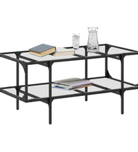 Couchtisch mit Glasplatte Transparent 98,5x50x45 cm Stahl