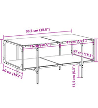 Couchtisch mit Glasplatte Transparent 98,5x50x45 cm Stahl