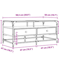 Couchtisch mit Glasplatte Sonoma-Eiche 98,5x50x45 cm Stahl