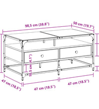 Couchtisch mit Glasplatte Grau Sonoma 98,5x50x45 cm Stahl