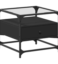 Couchtisch mit Glasplatte Schwarz 50x50x45 cm Stahl