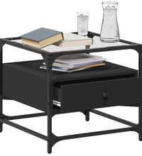 Couchtisch mit Glasplatte Schwarz 50x50x45 cm Stahl