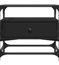 Couchtisch mit Glasplatte Schwarz 50x50x45 cm Stahl