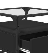 Couchtisch mit Glasplatte Schwarz 50x50x45 cm Stahl