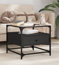 Couchtisch mit Glasplatte Schwarz 50x50x45 cm Stahl