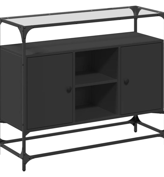 Sideboard mit Glasplatte Schwarz 98x35x81 cm Holzwerkstoff