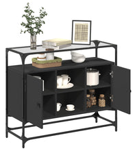 Sideboard mit Glasplatte Schwarz 98x35x81 cm Holzwerkstoff