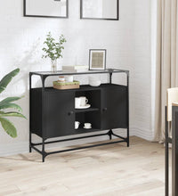 Sideboard mit Glasplatte Schwarz 98x35x81 cm Holzwerkstoff