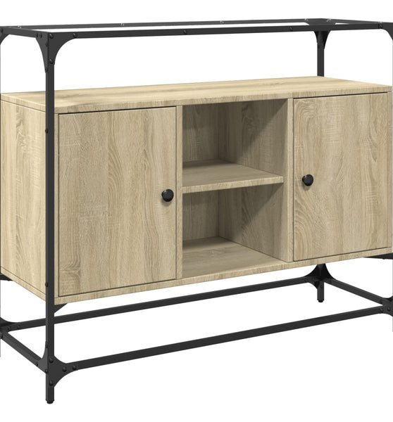 Sideboard mit Glasplatte Sonoma-Eiche 98x35x81 cm Holzwerkstoff