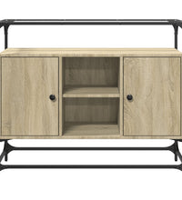 Sideboard mit Glasplatte Sonoma-Eiche 98x35x81 cm Holzwerkstoff
