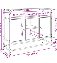 Sideboard mit Glasplatte Räuchereiche 98x35x81 cm Holzwerkstoff