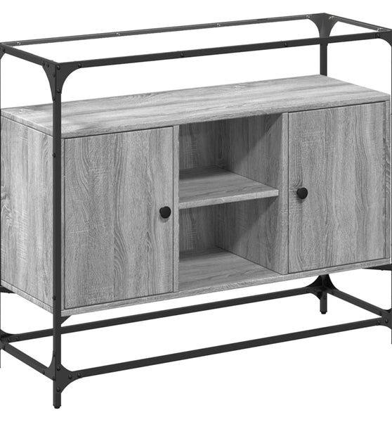 Sideboard mit Glasplatte Grau Sonoma 98x35x81 cm Holzwerkstoff