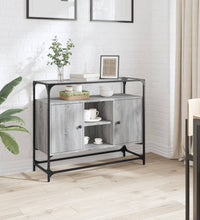 Sideboard mit Glasplatte Grau Sonoma 98x35x81 cm Holzwerkstoff