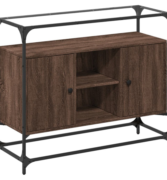 Sideboard mit Glasplatte Braun Eiche 98x35x81 cm Holzwerkstoff