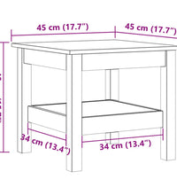 Couchtisch Wachsbraun 45x45x40 cm Massivholz Kiefer