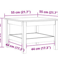 Couchtisch Wachsbraun 55x55x40 cm Massivholz Kiefer