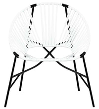 Gartenstuhl in Ei-Form Schwarz und Weiß Poly Rattan