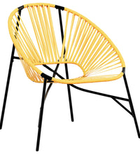 Gartenstuhl in Ei-Form Schwarz und Gelb Poly Rattan