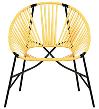 Gartenstuhl in Ei-Form Schwarz und Gelb Poly Rattan