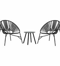 Gartenstuhl-Set 3-tlg. Schwarz Poly Rattan