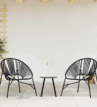 Gartenstuhl-Set 3-tlg. Schwarz Poly Rattan