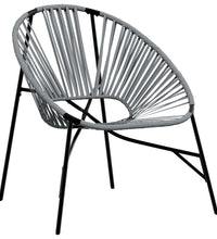 Gartenstuhl-Set 3-tlg. Schwarz und Hellgrau Poly Rattan