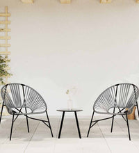 Gartenstuhl-Set 3-tlg. Schwarz und Hellgrau Poly Rattan