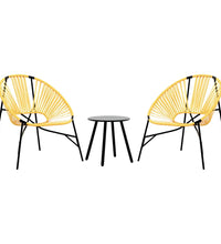 Gartenstuhl-Set 3-tlg. Schwarz und Gelb Poly Rattan