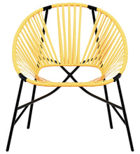 Gartenstuhl-Set 3-tlg. Schwarz und Gelb Poly Rattan