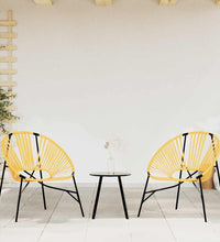 Gartenstuhl-Set 3-tlg. Schwarz und Gelb Poly Rattan