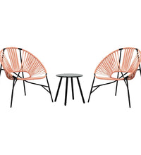 Gartenstuhl-Set 3-tlg. Schwarz und Orange Poly Rattan
