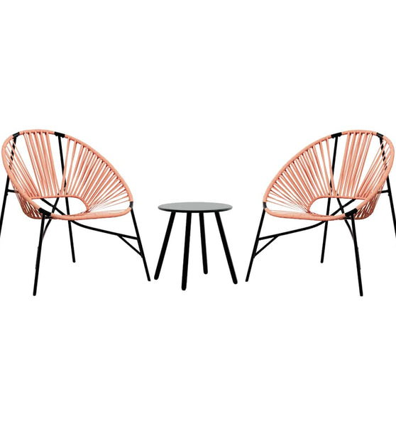 Gartenstuhl-Set 3-tlg. Schwarz und Orange Poly Rattan