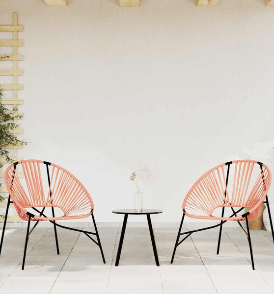 Gartenstuhl-Set 3-tlg. Schwarz und Orange Poly Rattan