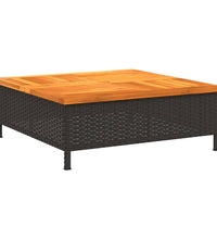 Gartentisch Schwarz 70x70x25 cm Rattan und Akazienholz