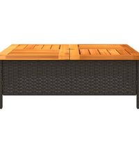 Gartentisch Schwarz 70x70x25 cm Rattan und Akazienholz