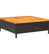 Gartentisch Schwarz 70x70x25 cm Rattan und Akazienholz