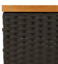 Gartentisch Schwarz 70x70x25 cm Rattan und Akazienholz