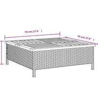 Gartentisch Schwarz 70x70x25 cm Rattan und Akazienholz