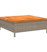 Gartentisch Grau 70x70x25 cm Rattan und Akazienholz