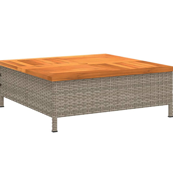 Gartentisch Grau 70x70x25 cm Rattan und Akazienholz